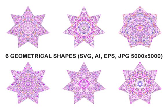 6 Floral Heptagram Stars: Vector Design Assets
