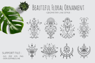 Beautiful Floral Ornament: Versatile Geometry Style Designs for Creative Projects
