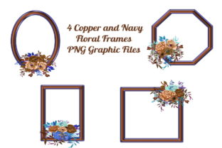 Elevating Digital and Physical Crafts with 4 Copper Floral Frames Transparent PNG Files