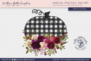 Floral and Plaid Pumpkin Digital Design Asset