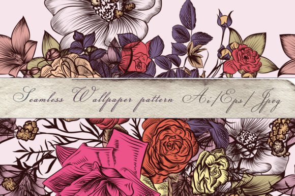Floral Vintage Pattern with Rose Flowers: Integrating Classic Vector Art into Creative Workflows