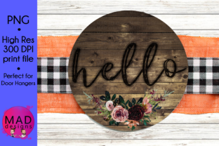 Hello Floral Wooden Door Hanger Design